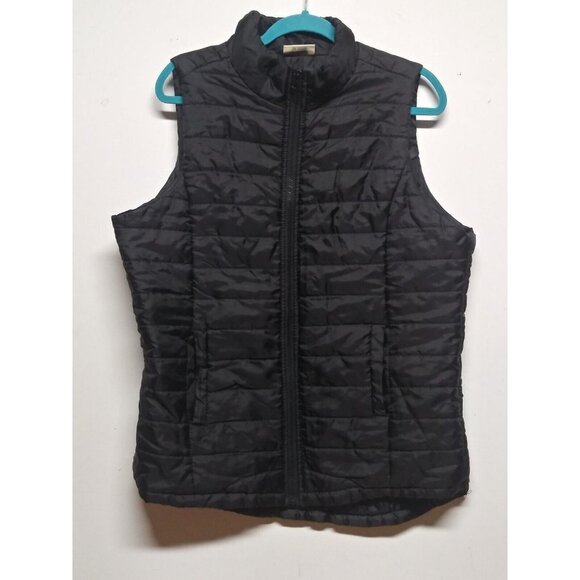 Bobbie Brooks Ladies Black Puffer Vest Quilted Womens 1X full zip high neck EUC - Picture 2 of 7